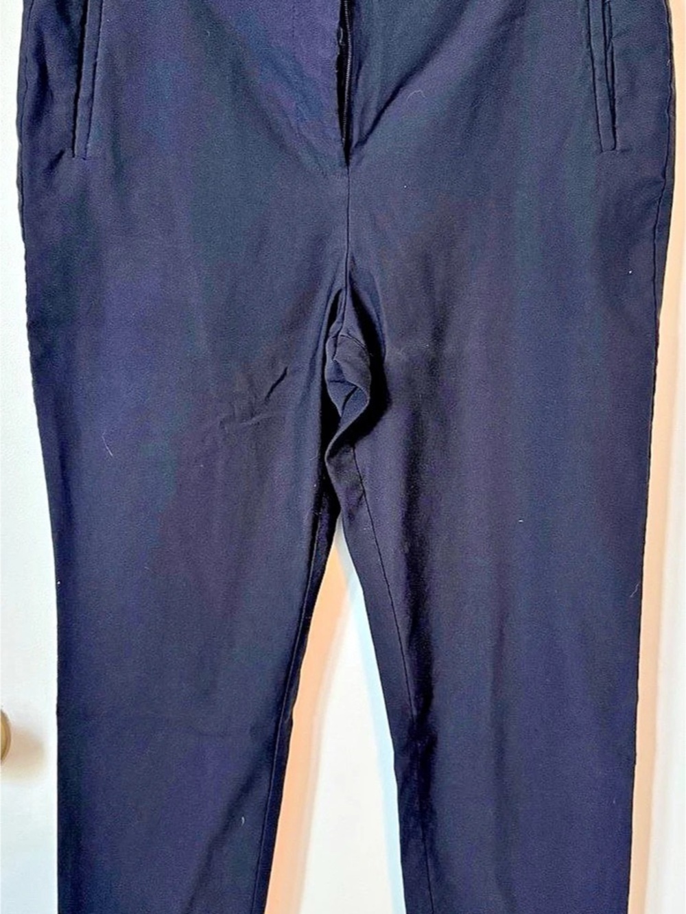 Worthington Curvy Fit 14P Black Slim Ankle Pants Petite Back Slit